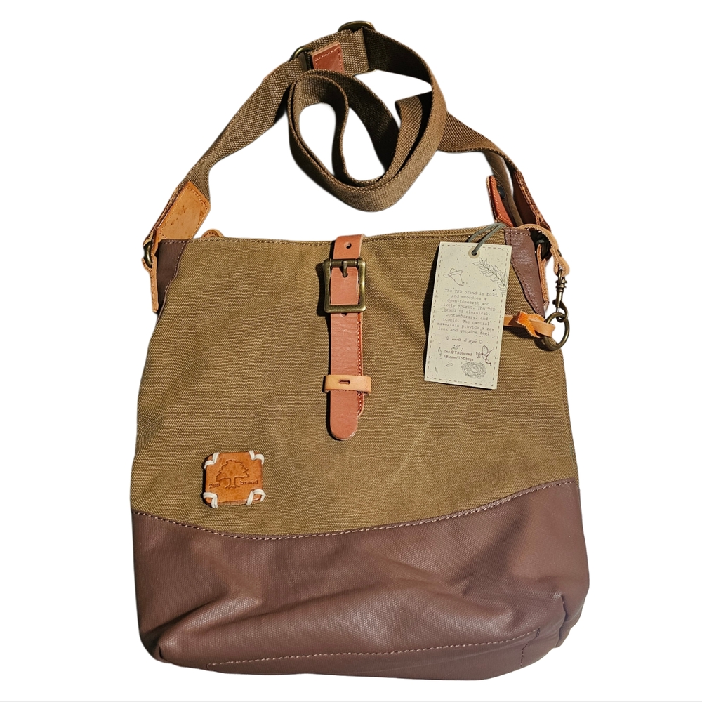 TSD Brand Redwood Canvas Shoulder Bag Crossbody - Picture 2 of 9